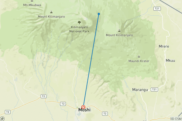Mapa de Escalada al Kilimanjaro - Ruta Machame - 7 Días