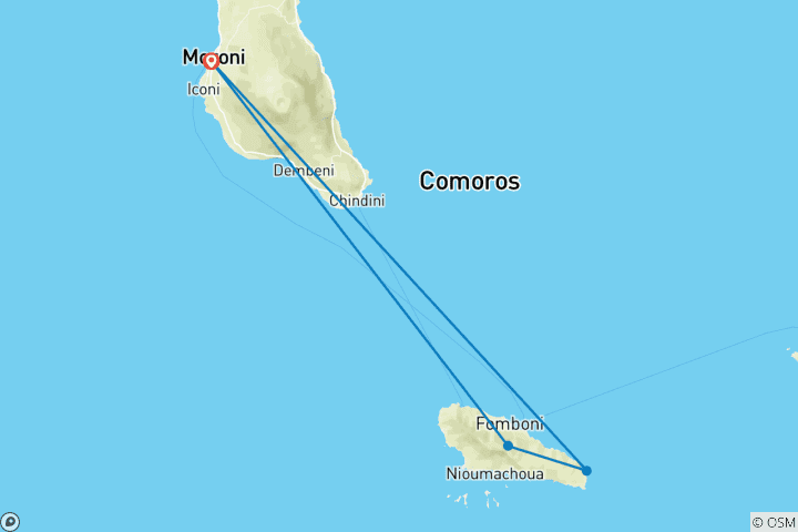 Carte du circuit Comores : Expédition de la faune et de la flore