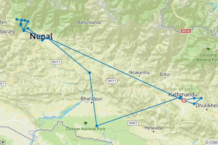 Kaart van Klassiek Nepal