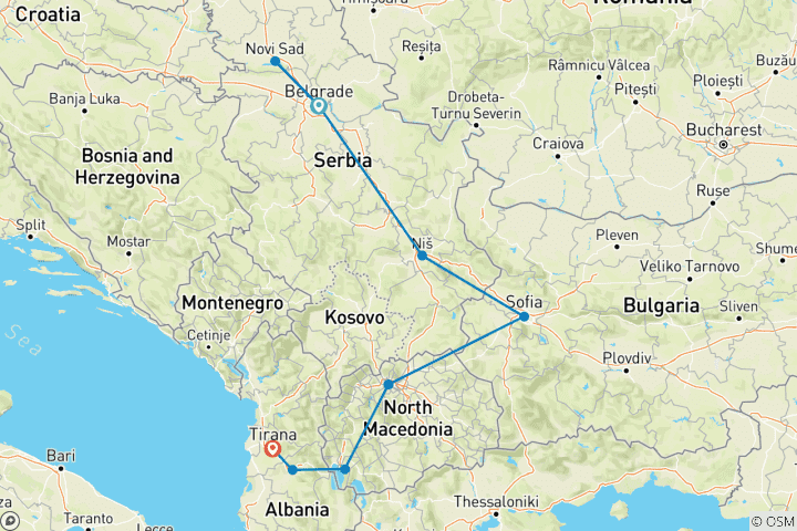 Carte du circuit Balkan Express : quatre pays en une semaine - PETIT GROUPE