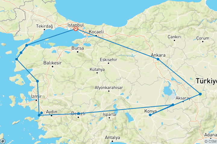 Mapa de Aventura en Anatolia (12 días)