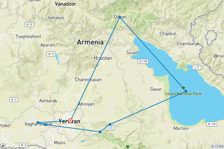 Carte du circuit Hiver en Arménie / Circuit garanti pour les groupes 5 jours 2025-2026