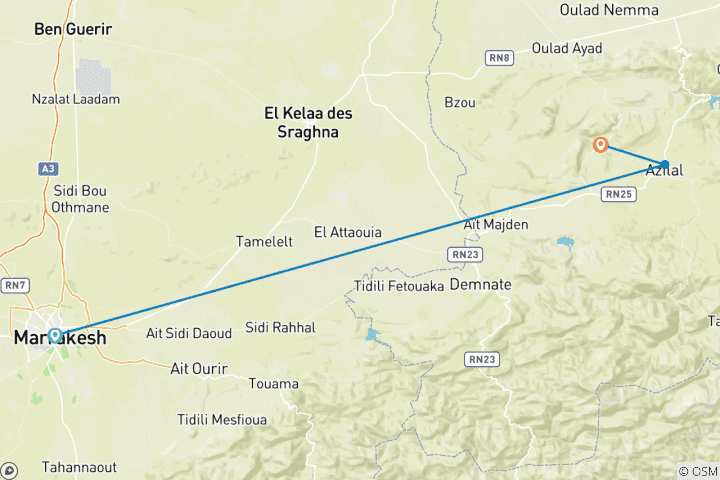 Karte von Marokko - Sommer-Wanderreise im Tal der Glücklichen (8 Tage)