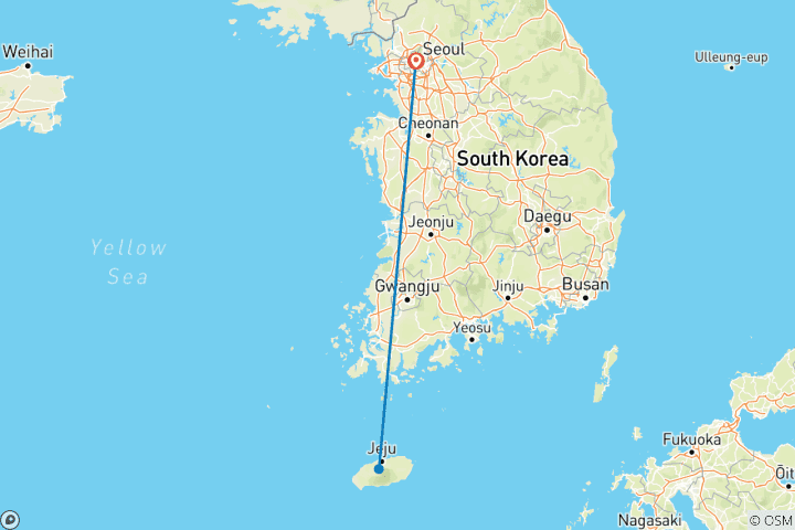 Carte du circuit Vacances privées de 5 jours en Corée Jeju avec hôtels 4 étoiles, départ quotidien et guide privé