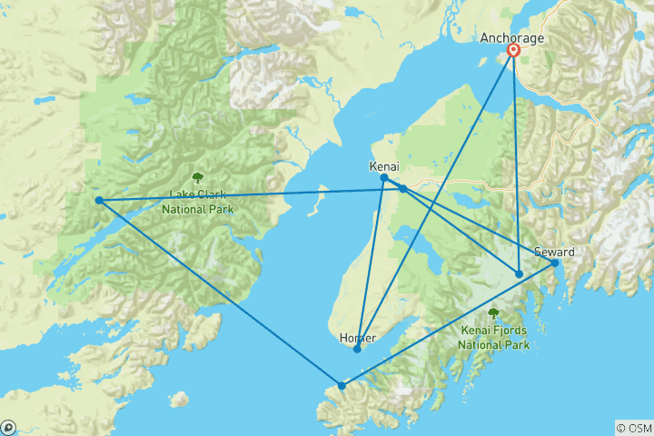 Carte du circuit Alaska - The Kenai Discovery | Hôtel-Randonnée (8 jours)