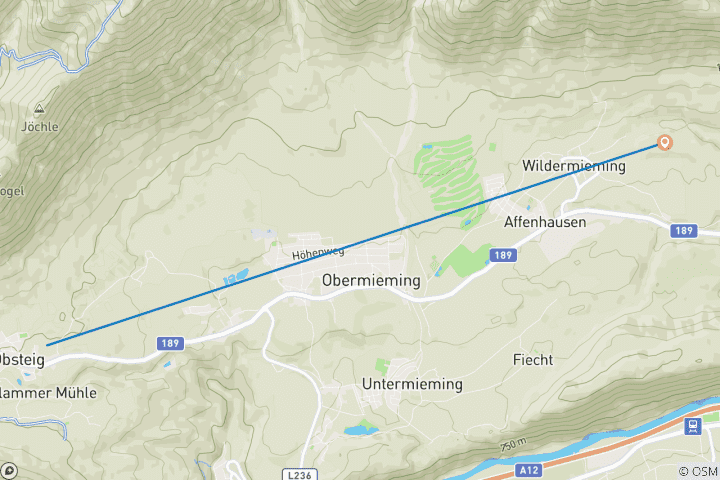 Map of Winter and snowshoe hikes on the Mieminger Plateau for singles and solo travelers (7 Days)