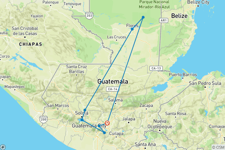 Map of Best of Guatemala 8 Days Tour (PRIVATE)