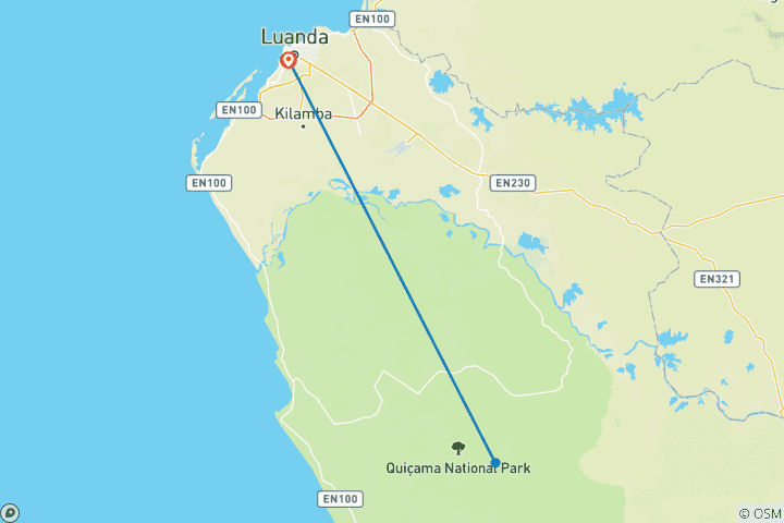 Carte du circuit Circuit privé sur mesure en Angola : Luanda et chutes de Kalandula, départ quotidien