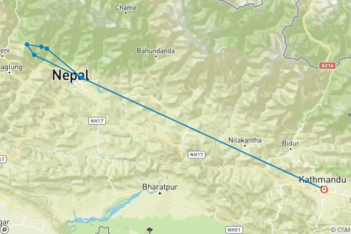 Mapa de Senderismo Ghorepani Poon Hill