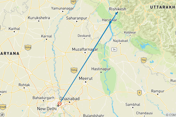 Carte du circuit Circuit spirituel de 03 jours à Delhi, Haridwar et Rishikesh !