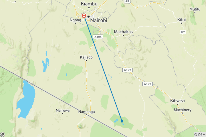 Carte du circuit Safari de 2 jours à Amboseli avec hébergement en milieu de gamme