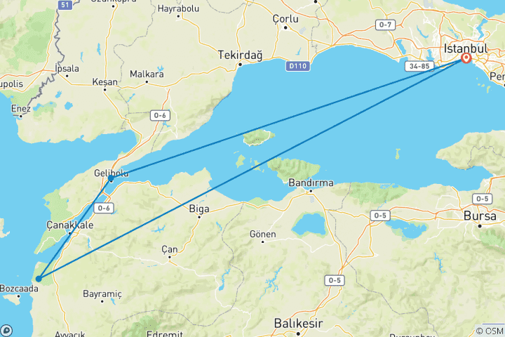 Carte du circuit Circuit de 2 jours à Gallipoli et Troie