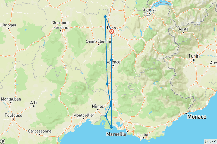Map of Rhône Route Méditerranée 2026 - A-ROSA LUNA