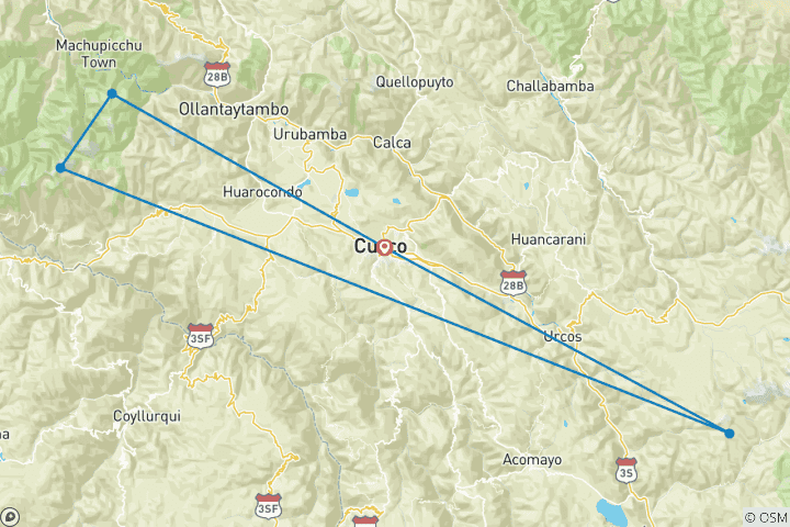 Carte du circuit Trésors Incas : Voyage de 5 jours à Cusco et au Machu Picchu