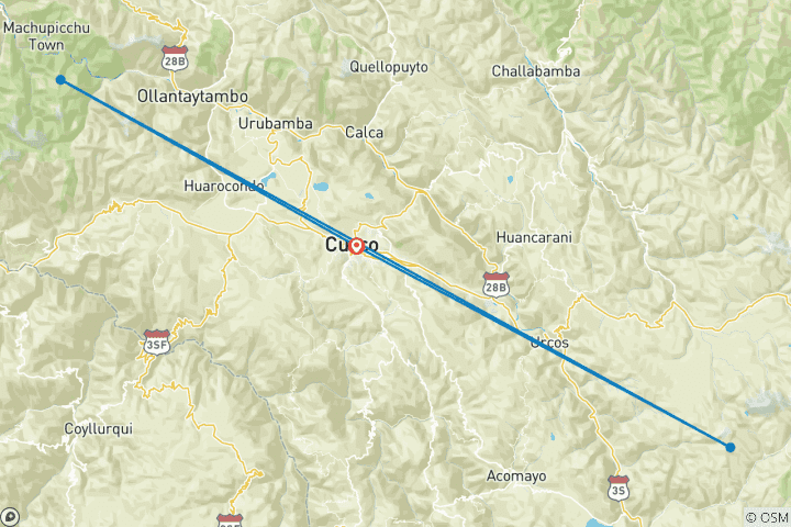 Carte du circuit Voyage express de 3 jours : Cusco et Machu Picchu