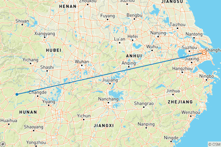 Karte von Zhangjiajie ab Shanghai (mit Hin- und Rückflug) - 3 Tage