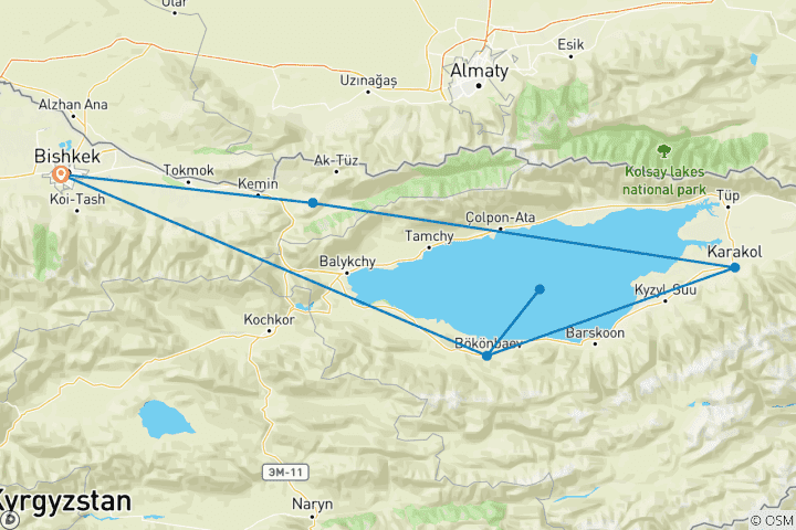 Karte von Adler-Expedition am Issyk Kul (10 Tage)