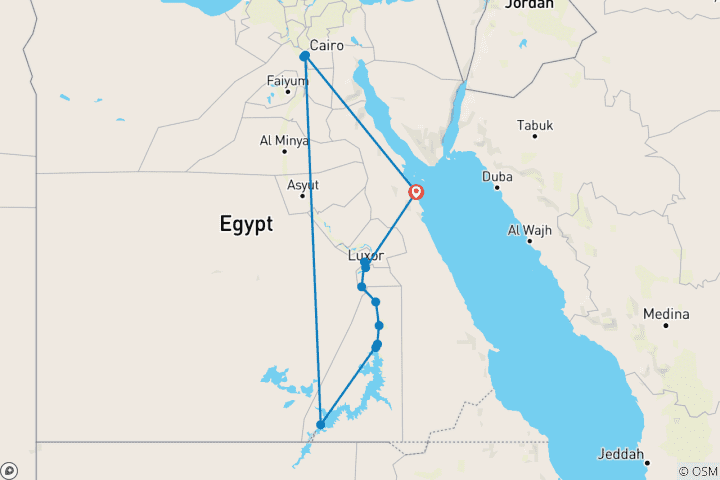 Carte du circuit L'Égypte luxueuse comprend une croisière 5* sur le Nil + Hurgahda Resort