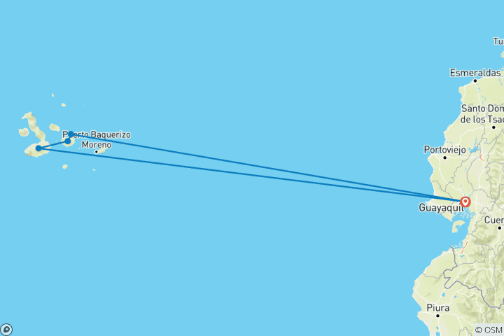 Map of Galapagos Relax 8 Days Tour