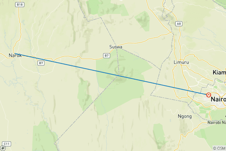 Carte du circuit Safari privé de 3 jours dans le Masai Mara avec transport en Jeep 4x4