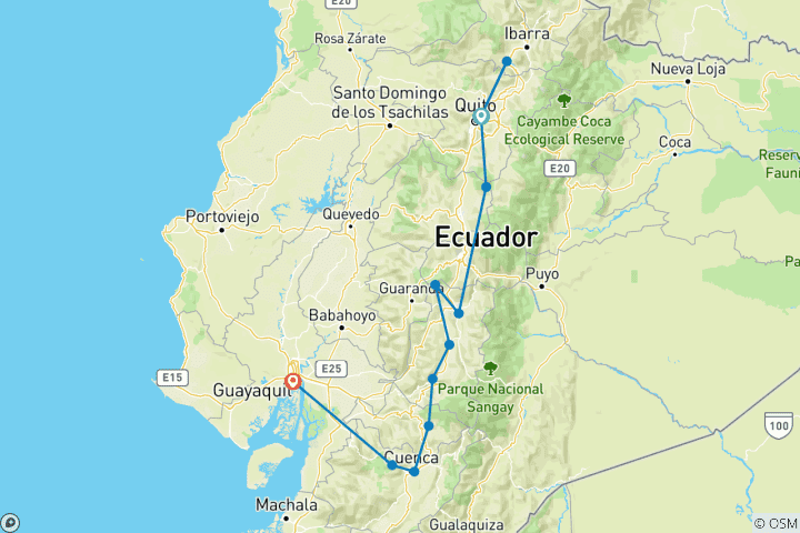 Karte von Höhepunkte Ecuadors