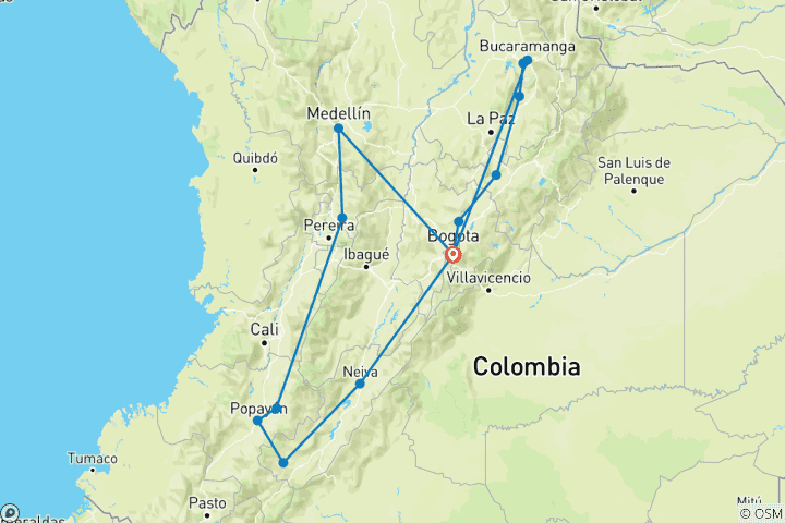 Karte von Kolumbien Erleben