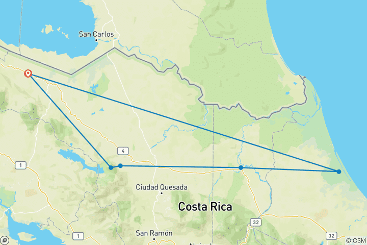 Karte von Costa Rica Highlights