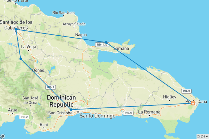 Carte du circuit Points forts de la République dominicaine