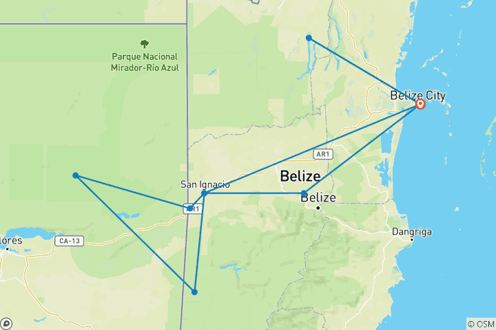 Kaart van Maya Belize – met Tikal