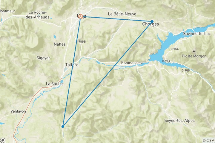Map of Adventure Weekend Canyoning, Via Ferrata and E-biking in the French Alps