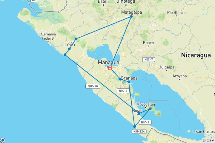 Map of Nicaragua Highlights