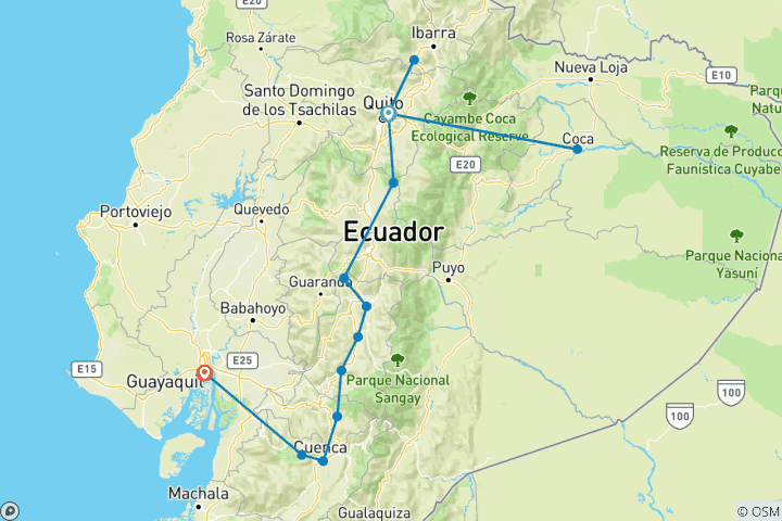 Karte von Ecuadors Anden & Amazonas