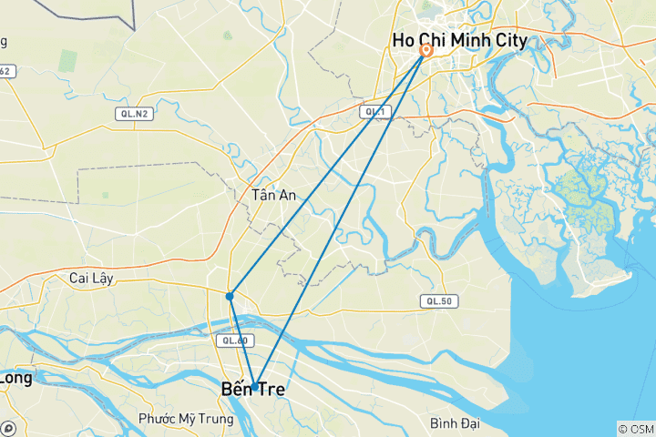 Karte von Mekong Delta Radreise