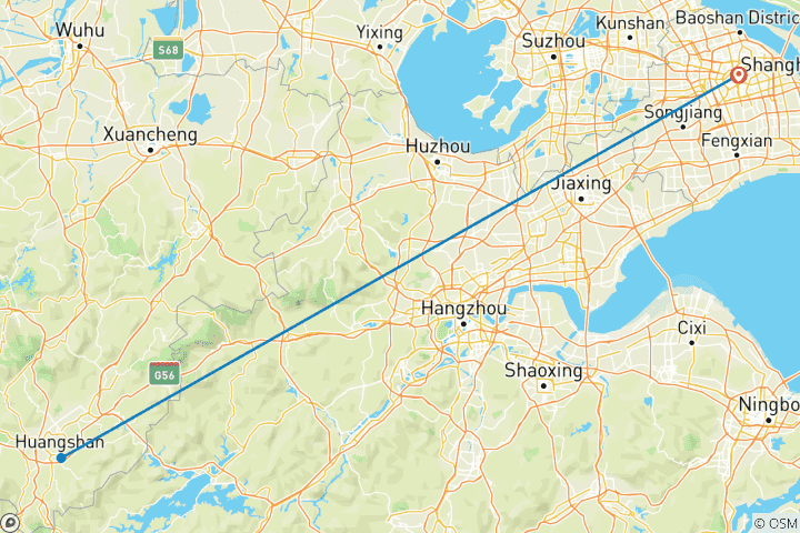 Mapa de China meridional salvaje 10D: Shanghai, Xidi, Hongcun, Chengkan, casco antiguo de Huizhou, Wuyuan