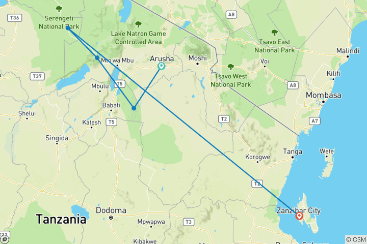 Karte von Das Beste aus Wildnis, Kultur und Strand - 12 Tage