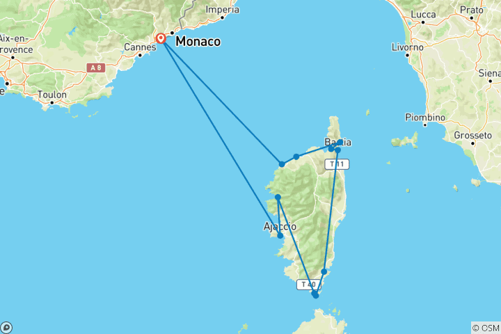 Map of Corsica reveals its hidden treasures (port-to-port package)