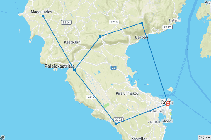 Map of Corfu Island Explorer by Bike Self-Guided