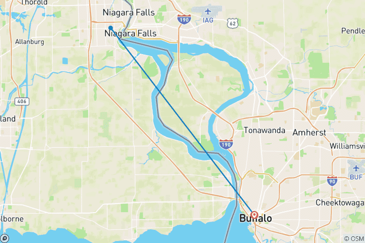 Map of Canada's Niagara Falls