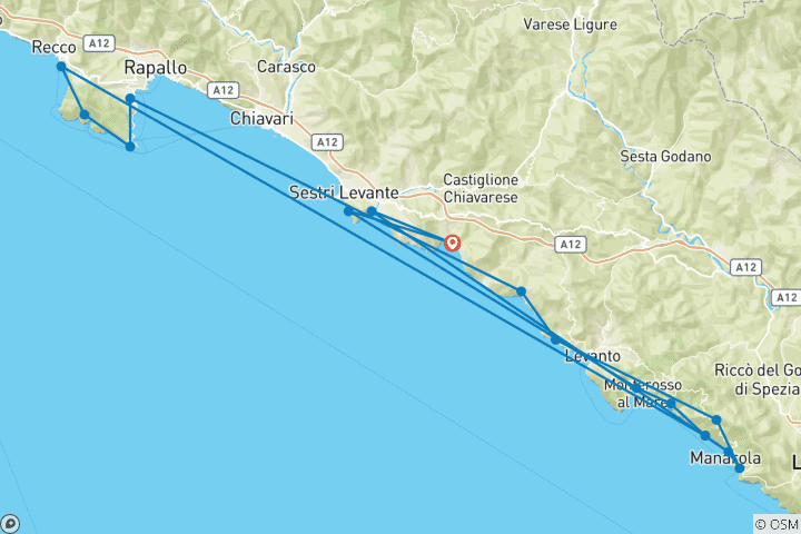 Carte du circuit Cinque Terre pour les célibataires et les personnes voyageant seules (8 jours)