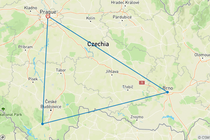 Carte du circuit Circuit sur mesure de 8 jours en République tchèque pour les familles, départ quotidien