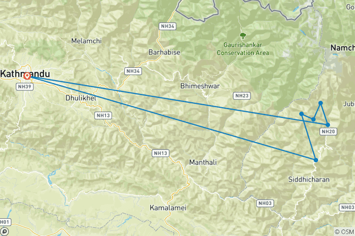 Karte von Pikey Peak - Great Everest View Trekkingreise - 7 Tage