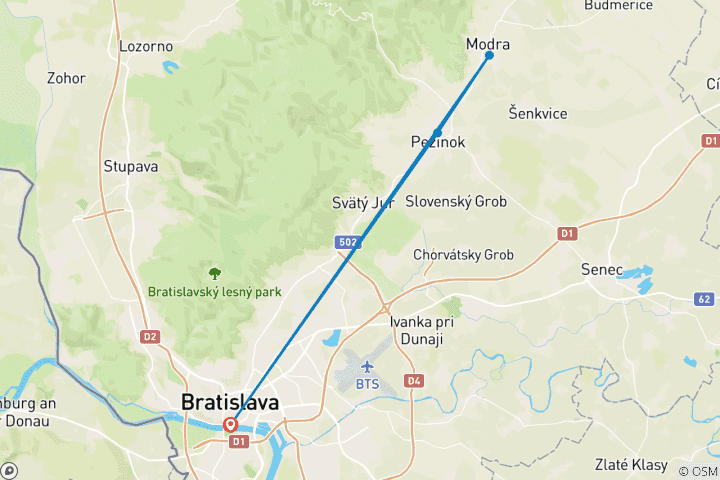 Mapa de El mejor viaje familiar por Eslovaquia en 4 días, a medida, con salida diaria y guía privado