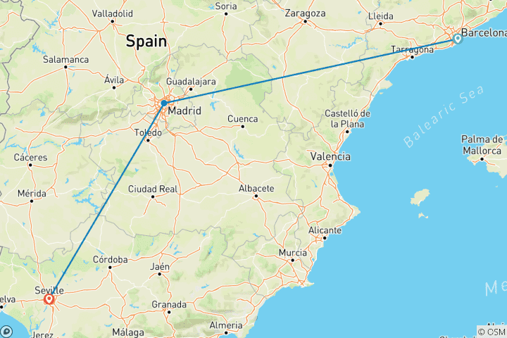 Carte du circuit Circuit privé sur mesure en Espagne avec départ quotidien