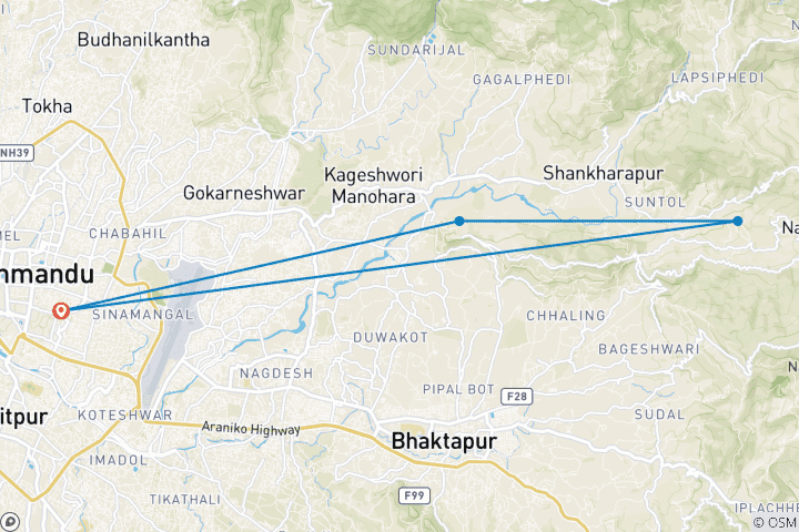 Carte du circuit Katmandou : Nagarkot Sunrise & Changu Narayan Day Hike - Privé/Groupe