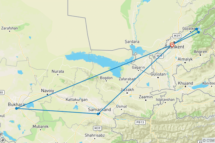 Carte du circuit Merveilles de l'Ouzbékistan - Visite privée