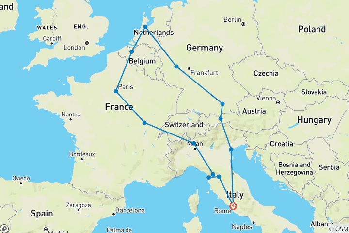 Mapa de Lo más destacado de Europa en Navidad