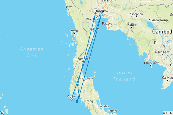 Map of Backpacking Thailand: Island Paradise (14 days)