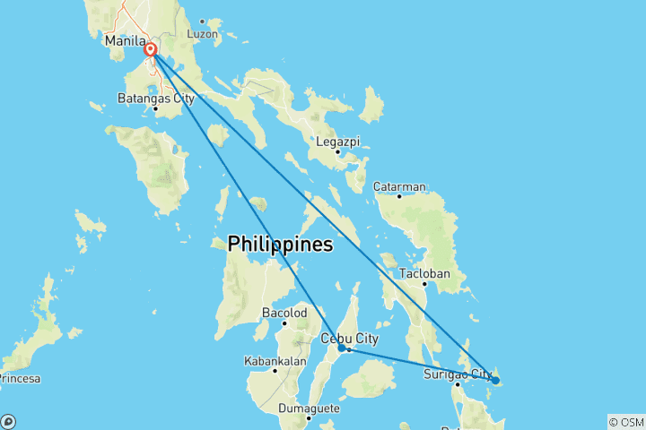 Carte du circuit Découvrez Cebu et Siargao en 8 jours épiques