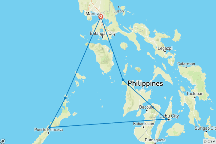 Carte du circuit 10 jours à travers les Philippines