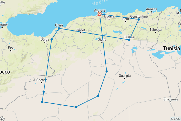 Mapa de Vuelta a Argelia en 20 días